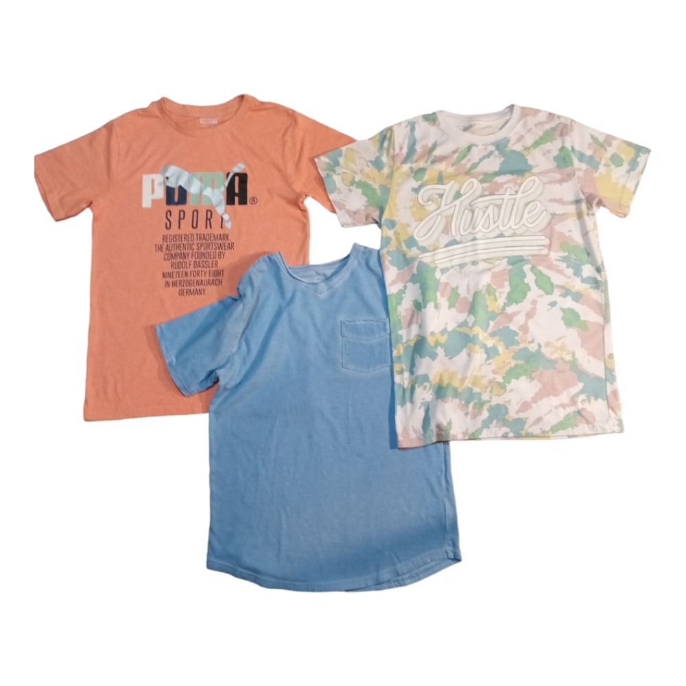 3-piece short-sleeve athletic shirts (Sizes: S,  L14-16, XL16-18) Boys or girls